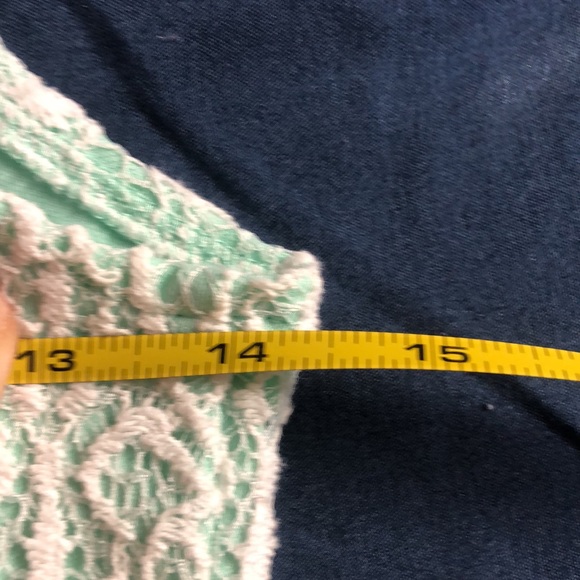 Lacey open knit Easter dress mint green white overlay sz 16 - Picture 13 of 15